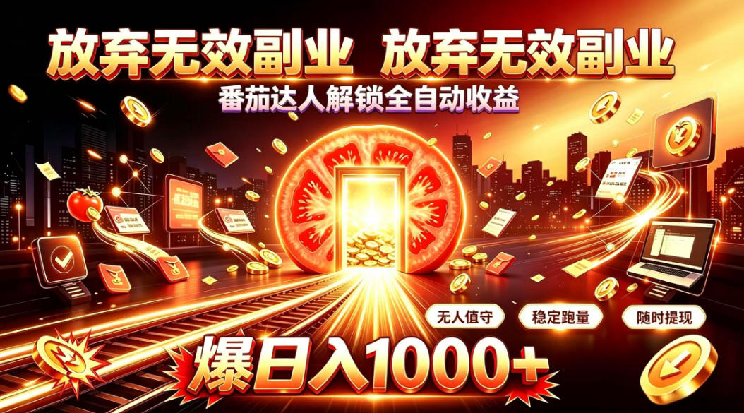 放弃无效副业，番茄达人解锁全自动收益，日入1k+，门槛最低的线上轻资产项目【揭秘】-HEIXMI（中国站）