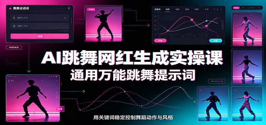 AI跳舞网红生成实操课：通用万能跳舞提示词，多模型适配，人物舞蹈视频制作全套教学-HEIXMI（中国站）