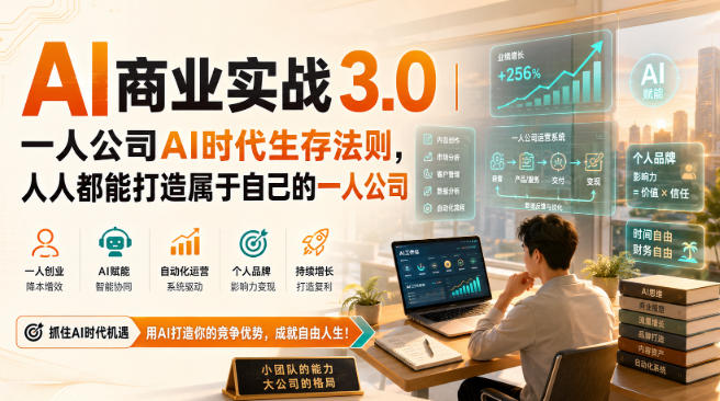 AI商业实战3.0｜一人公司AI时代生存法则，人人都能打造属于自己的一人公司-HEIXMI（中国站）