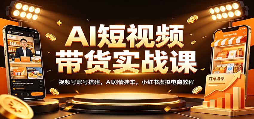 AI短视频带货实战课：视频号账号搭建，AI剧情挂车，小红书虚拟电商教程-HEIXMI（中国站）