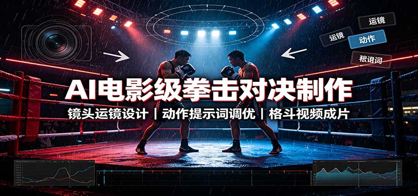 AI电影级拳击对决制作：镜头运镜设计，动作提示词调优，格斗视频成片-HEIXMI（中国站）