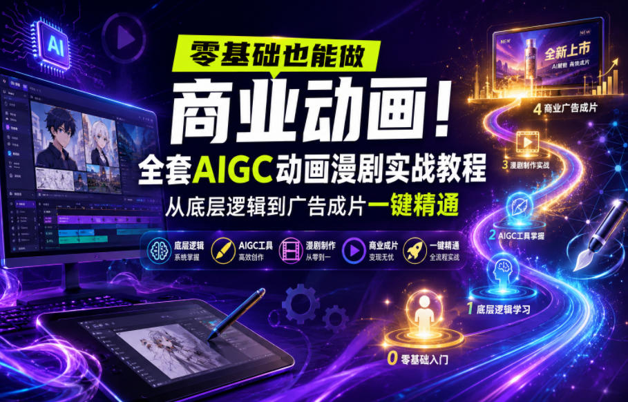 零基础也能做商业动画！全套AIGC动画漫剧实战教程，从底层逻辑到广告成片一键精通(更新0905)-HEIXMI（中国站）