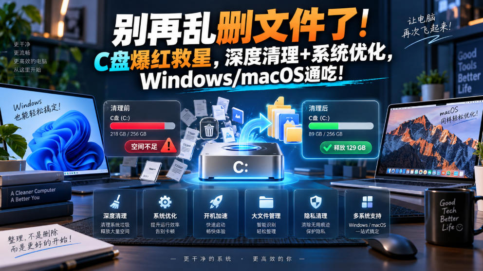 别再乱删文件了！C盘爆红救星，深度清理+系统优化，Windows/macOS通吃！-HEIXMI（中国站）