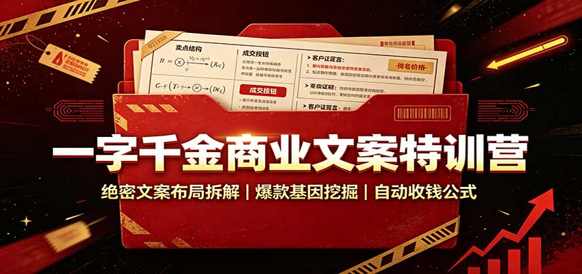 一字千金商业文案特训营：绝密文案布局拆解，爆款基因挖掘，自动收钱公式-HEIXMI（中国站）