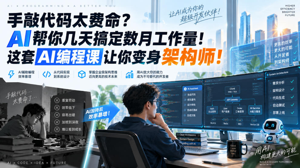 手敲代码太费命？AI帮你几天搞定数月工作量！这套AI编程课让你变身架构师！【原创双语字幕】-HEIXMI（中国站）