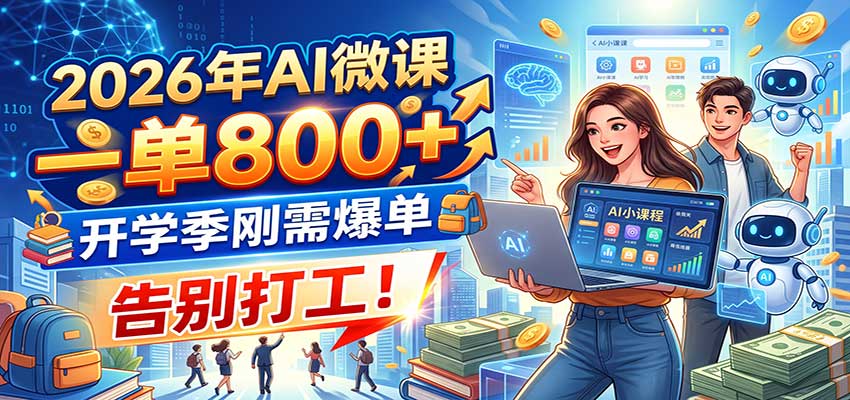 2026年AI微课,一单800+,开学季刚需爆单,告别打工!-HEIXMI(中国站)