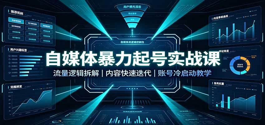 自媒体暴力起号实战课：流量逻辑拆解，内容快速迭代，账号冷启动教学-HEIXMI（中国站）