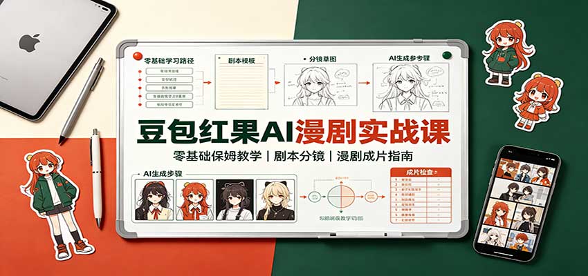 豆包红果AI漫剧实战课：零基础保姆教学，剧本分镜，漫剧成片指南-HEIXMI（中国站）