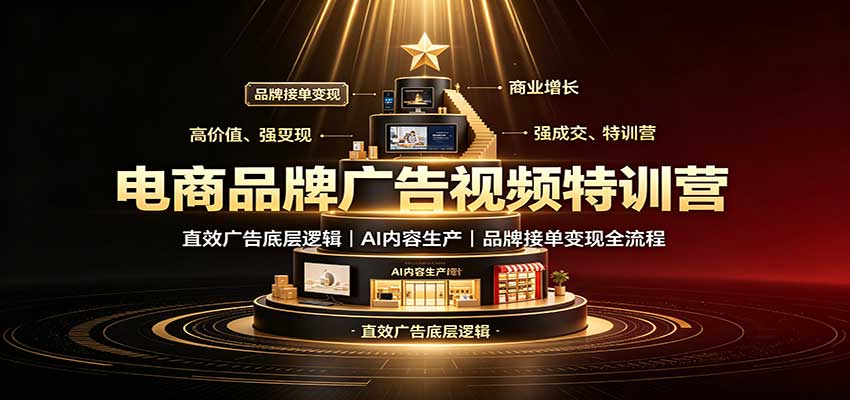 电商品牌广告视频特训：直效广告底层逻辑，AI内容生产，品牌接单变现全流程-HEIXMI（中国站）