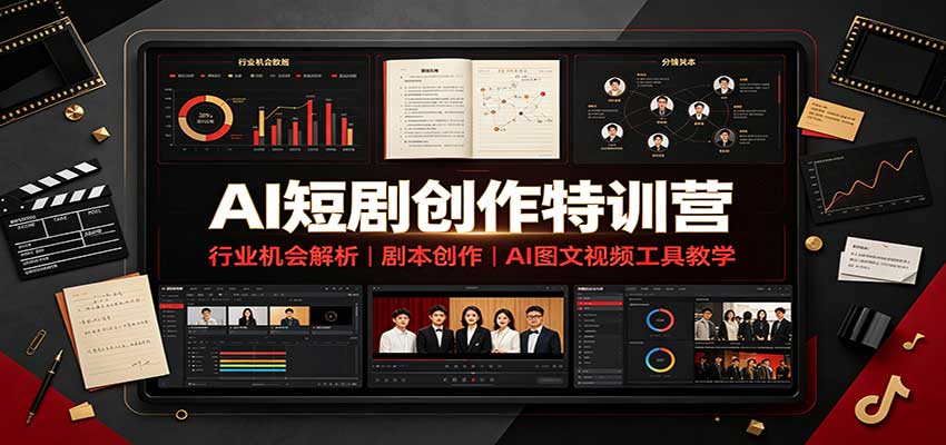 AI短剧创作特训营：行业机会解析，剧本创作，AI图文视频工具教学(文字版)-HEIXMI（中国站）