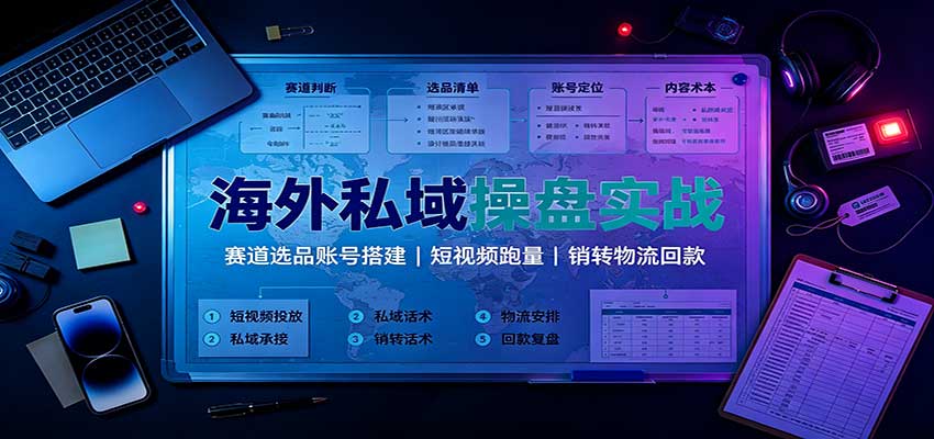 海外私域操盘实战：赛道选品账号搭建，短视频跑量，销转物流回款-HEIXMI（中国站）