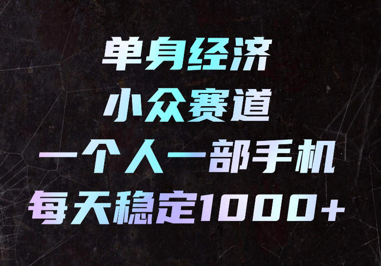 单身经济小众赛道，一个人一部手机，每天稳定1000+，长期可持续的赛道【揭秘】-HEIXMI（中国站）