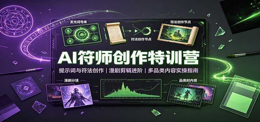 AI符师创作特训营：提示词与符法创作，漫剧剪辑进阶，多品类内容实操指南-HEIXMI（中国站）