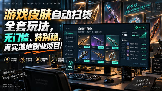 游戏皮肤自动扫货全套玩法，无门槛、特别稳，真实落地副业项目！【揭秘】-HEIXMI（中国站）