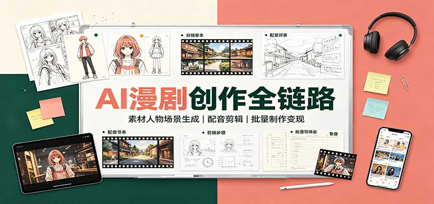 AI漫剧创作全链路：素材人物场景生成，配音剪辑，批量制作变现-HEIXMI（中国站）
