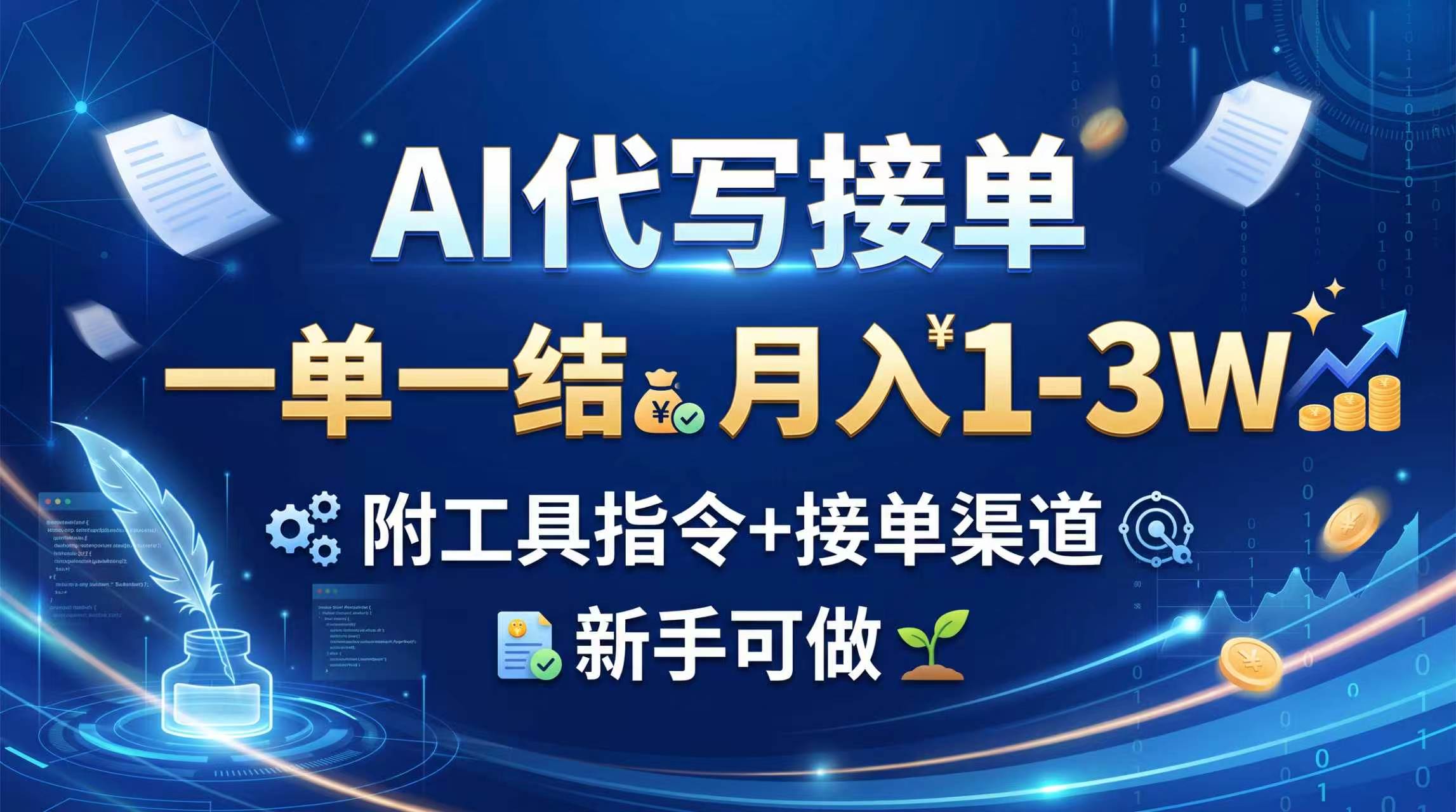 AI代写接单，一单一结，月入1-3W，附工具指令+接单渠道，新手可做-HEIXMI（中国站）