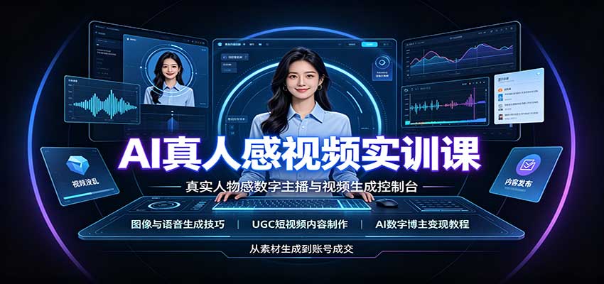 AI真人感视频实训课：图像语音生成，UGC内容制作，AI数字博主变现教程-HEIXMI（中国站）