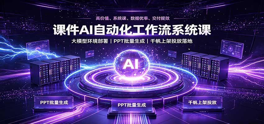 课件AI自动化工作流系统课：大模型环境部署，PPT批量生成，千帆上架投放落地-HEIXMI（中国站）