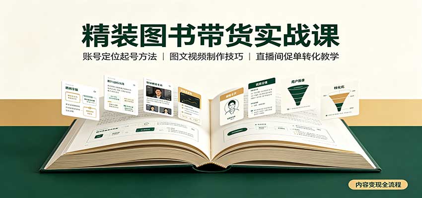 精装图书带货实战课：账号定位起号方法，图文视频制作，促单转化教学-HEIXMI（中国站）