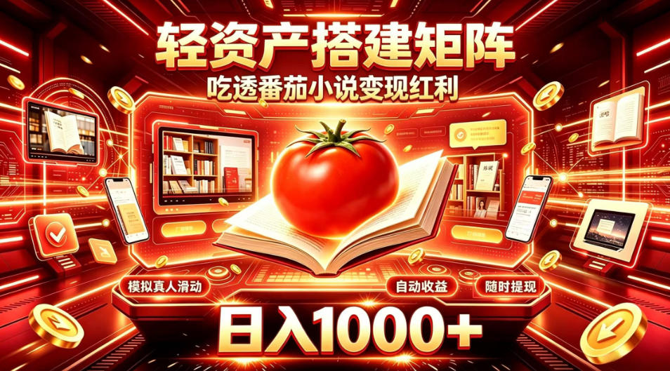 轻资产搭建矩阵，吃透番茄小说变现红利，日入1000+，支持无限矩阵放大【揭秘】-HEIXMI（中国站）