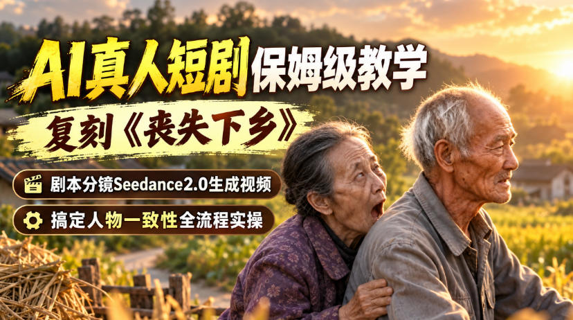 AI真人短剧保姆级教学，复刻《丧失下乡》，剧本分镜Seedance2.0生成视频，搞定人物一致性全流程实操-HEIXMI（中国站）