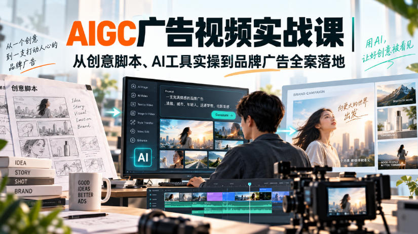 AIGC广告视频实战课｜从创意脚本、AI工具实操到品牌广告全案落地-HEIXMI（中国站）