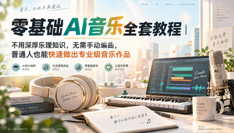 零基础AI音乐全套教程｜不用深厚乐理知识，无需手动编曲，普通人也能快速做出专业级音乐作品-HEIXMI（中国站）