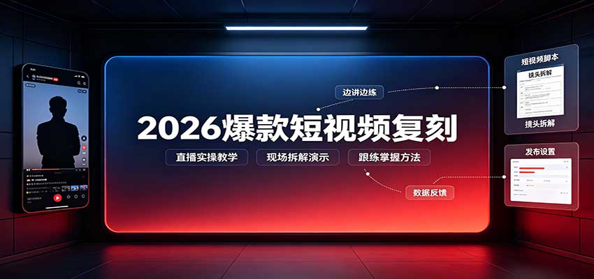 2026爆款短视频复刻：直播实操教学，配套文字文档掌握全流程-HEIXMI（中国站）
