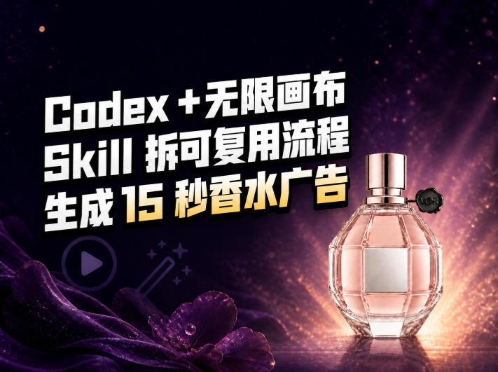 我把Amazon香水视频拆成Codex Skill：无限画布负责最后15秒-HEIXMI（中国站）