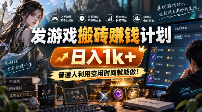 发游戏搬砖賺钱计划，日入1k+，普通人利用空闲时间就能做！【揭秘】-HEIXMI（中国站）
