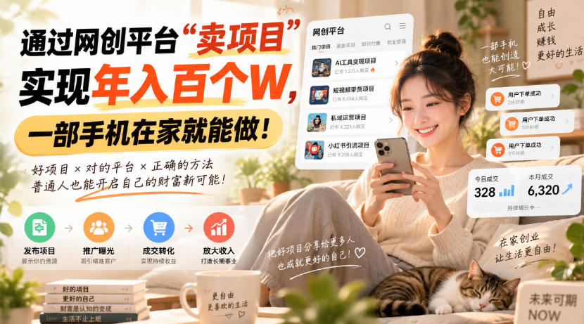 靠卖网创项目变现，一年拿下百万收益！一台手机就能操作！-HEIXMI（中国站）