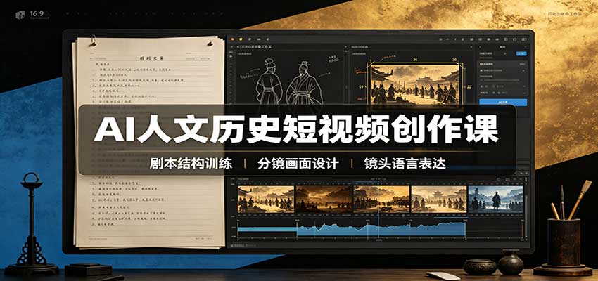 AI人文历史短视频创作课：赛道对标、剧本分镜制图，掌握视频完整产出流程-HEIXMI（中国站）