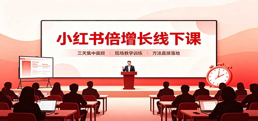 小红书倍增长线下课：三天集中面授，拆解选品、素材制作与起号全链路-HEIXMI（中国站）