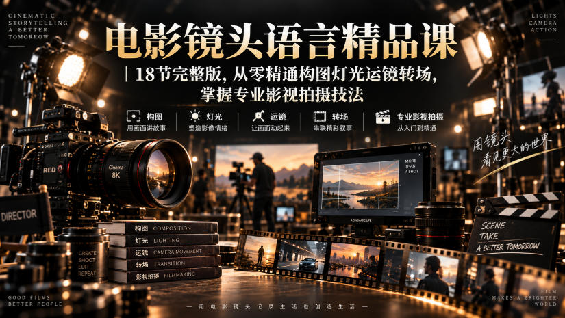 电影镜头语言精品课｜18节完整版，从零精通构图灯光运镜转场，掌握专业影视拍摄技法-HEIXMI（中国站）