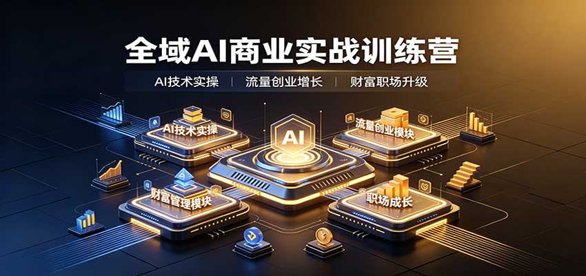 全域AI商业实战训练营：涵盖AI技术实操、流量创业、财富管理与职场成长全体系内容-HEIXMI（中国站）