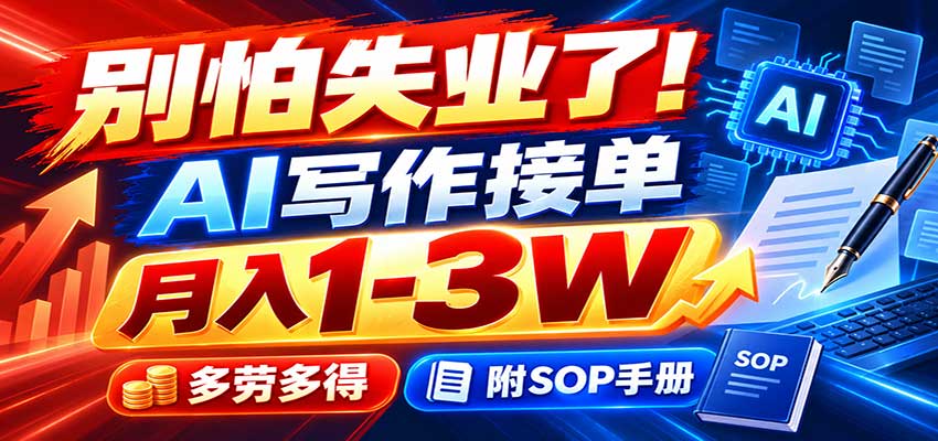别怕失业了!AI写作接单月入1-3W,多劳多得,附SOP手册-HEIXMI(中国站)