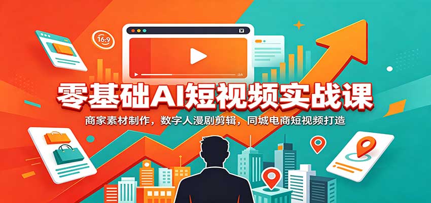 零基础AI短视频实战课：商家素材制作，数字人漫剧剪辑，同城电商短视频打造-HEIXMI（中国站）
