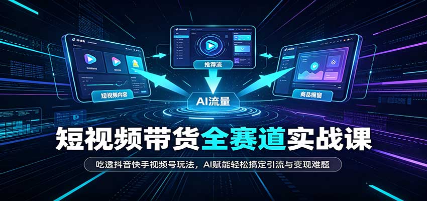 短视频带货全赛道：吃透抖音快手视频号玩法，AI赋能轻松搞定引流与变现难题-HEIXMI（中国站）