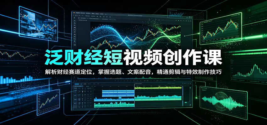 泛财经短视频创作课：解析财经赛道定位，掌握选题、文案配音，精通剪辑与特效制作技巧-HEIXMI（中国站）