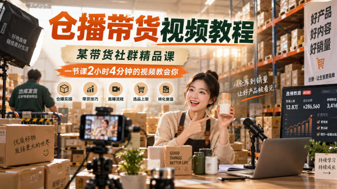 仓播带货视频教程，某带货社群精品课，一节课2小时4分钟的视频教会你-HEIXMI（中国站）