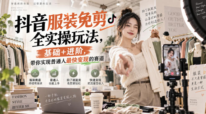 抖音服装免剪全实操玩法，基础+进阶，带你实现普通人最快变现的赛道-HEIXMI（中国站）