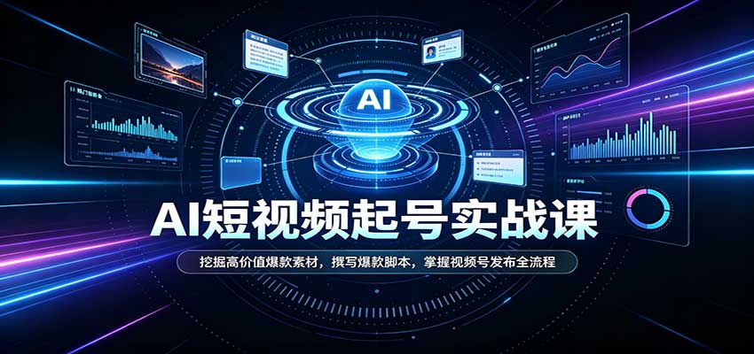 短视频AI起号实战课：挖掘高价值爆款素材，撰写爆款脚本，掌握视频号发布全流程-HEIXMI（中国站）