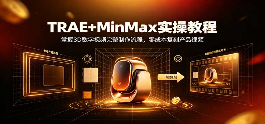 TRAE+MinMax实操教程：3D数字视频完整制作流程，零成本复刻产品视频-HEIXMI（中国站）