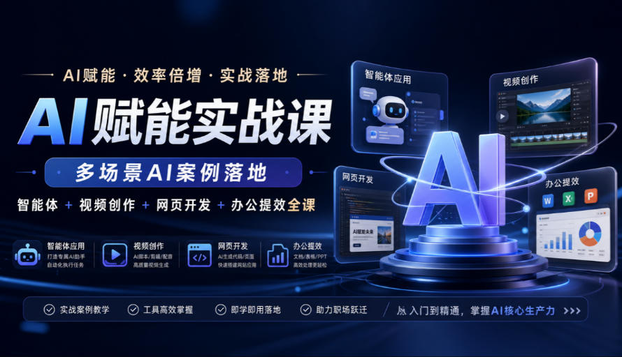AI赋能实战课，多场景AI案例落地，智能体+视频创作+网页开发+办公提效全课-HEIXMI（中国站）