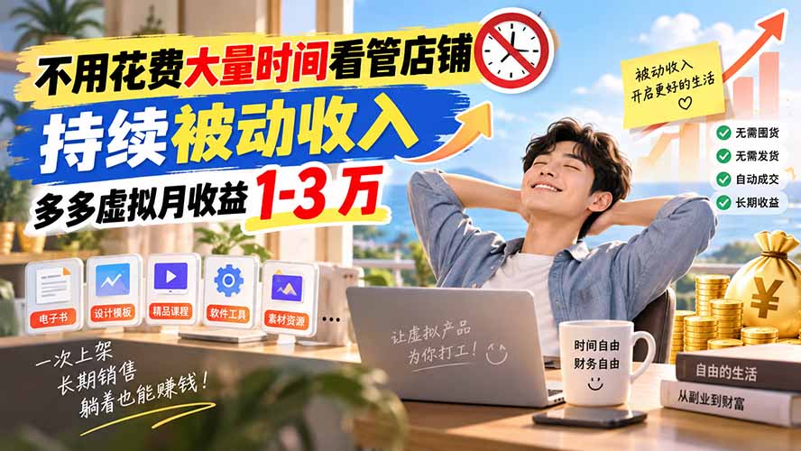 不用花费大量时间看管店铺，持续被动收入，多多虚拟月收益 1-3 万-HEIXMI（中国站）