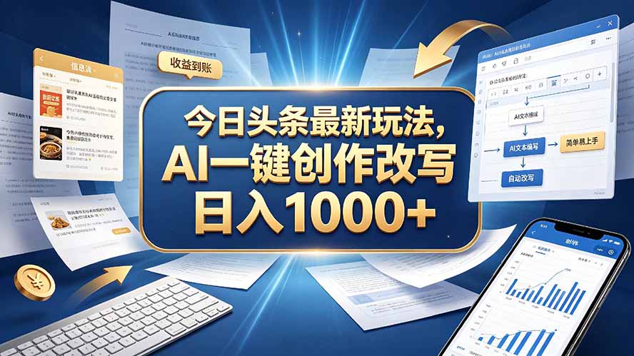 今日头条最新玩法，AI 一键创作改写，简单易上手，轻松日入 1000 +-HEIXMI（中国站）