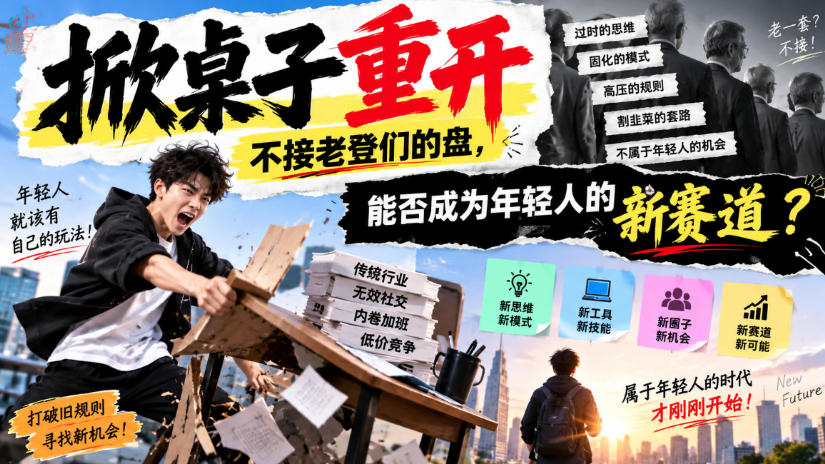某公众号付费文章：掀桌子重开，不接老登们的盘，能否成为年轻人的新赛道？-HEIXMI（中国站）
