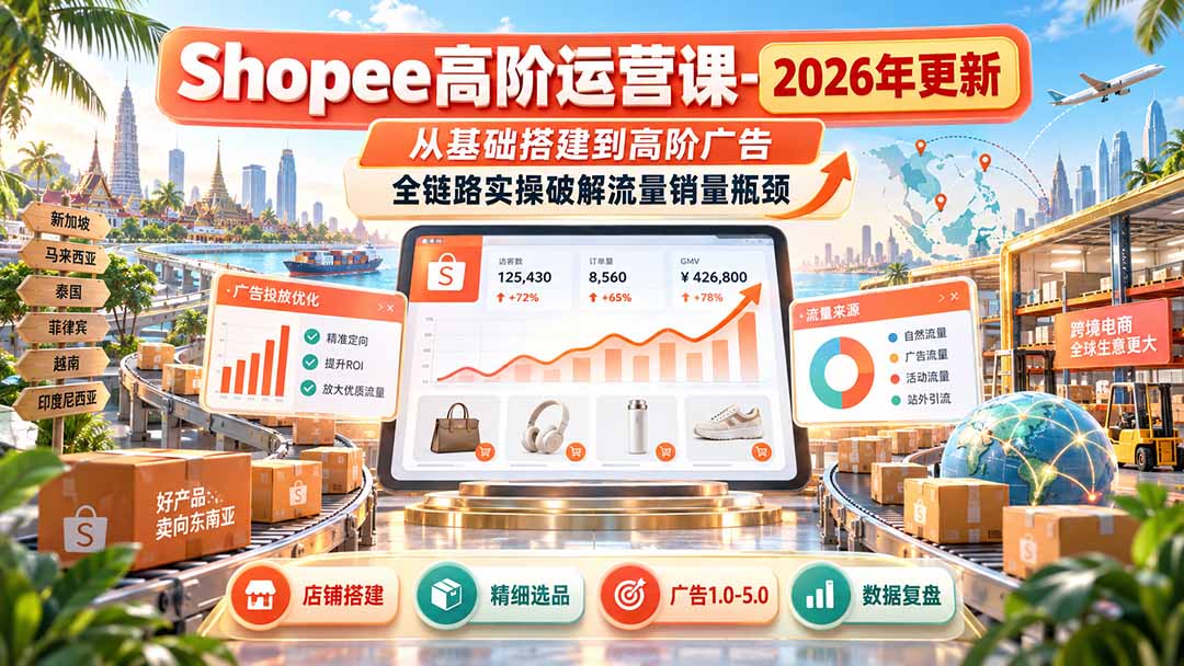 Shopee高阶运营课-更新9月，从基础搭建到高阶广告，全链路实操破解流量销量瓶颈-HEIXMI（中国站）