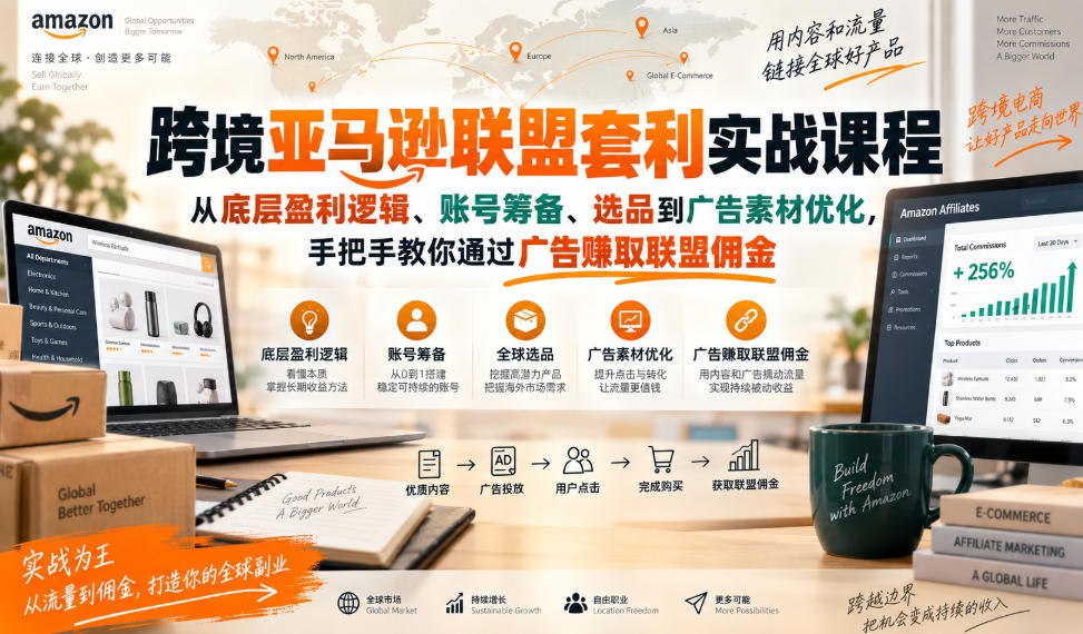 跨境亚马逊联盟套利实战课程，从底层盈利逻辑、账号筹备、选品到广告素材优化，手把手教你通过广告賺取联盟佣金-HEIXMI（中国站）