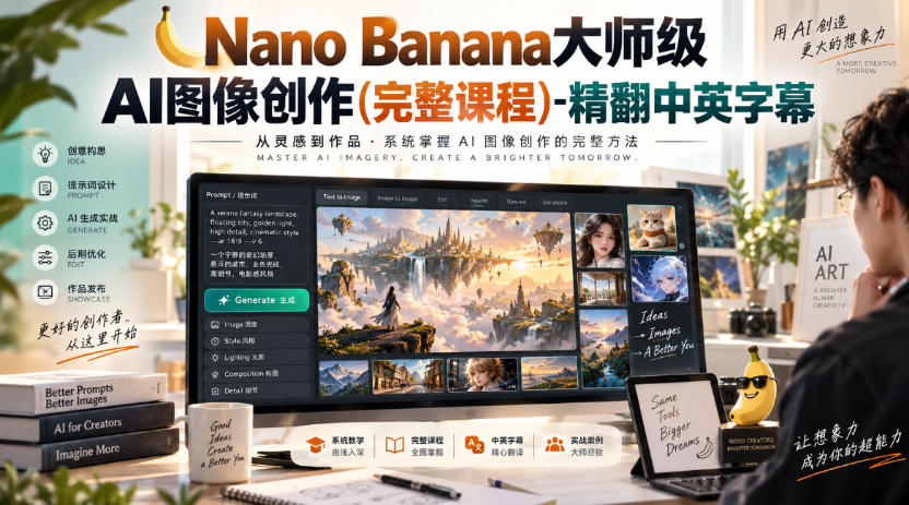 【无水印】Nano Banana大师级AI图像创作(完整课程)-精翻中英字幕